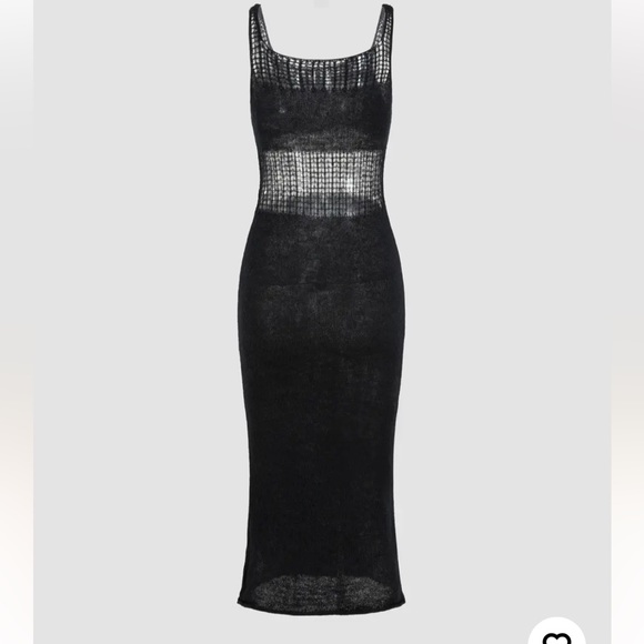 Knit Scoop Neckline Hollow Midi Dress - Picture 5 of 8